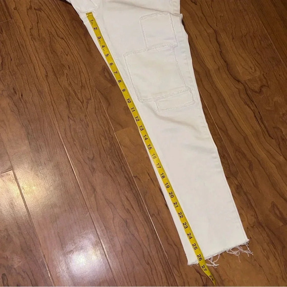 DEREK LAM 10 CROSBY Mila Patchwork Girlfriend Mid Rise White Denim Jeans sz 25 - Picture 8 of 8